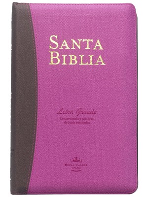 Biblia Letra Grande Marrón/Rosa con Cierre e Índice