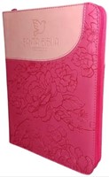 Biblia Letra Gigante - Fucsia/ Rosa Con Cierre (Imitación Piel)