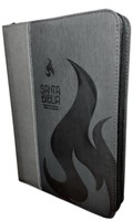 Biblia Letra Gigante Negro - Gris con Cierre (Imitación Piel)