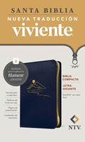 Biblia Compacta Azul con Cierre Letra Gigante con Filament (Imitación Piel)