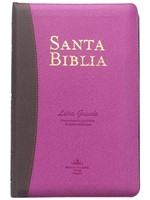 Biblia Letra Grande Marrón/Rosa con Cierre e Índice (Imitación Piel)