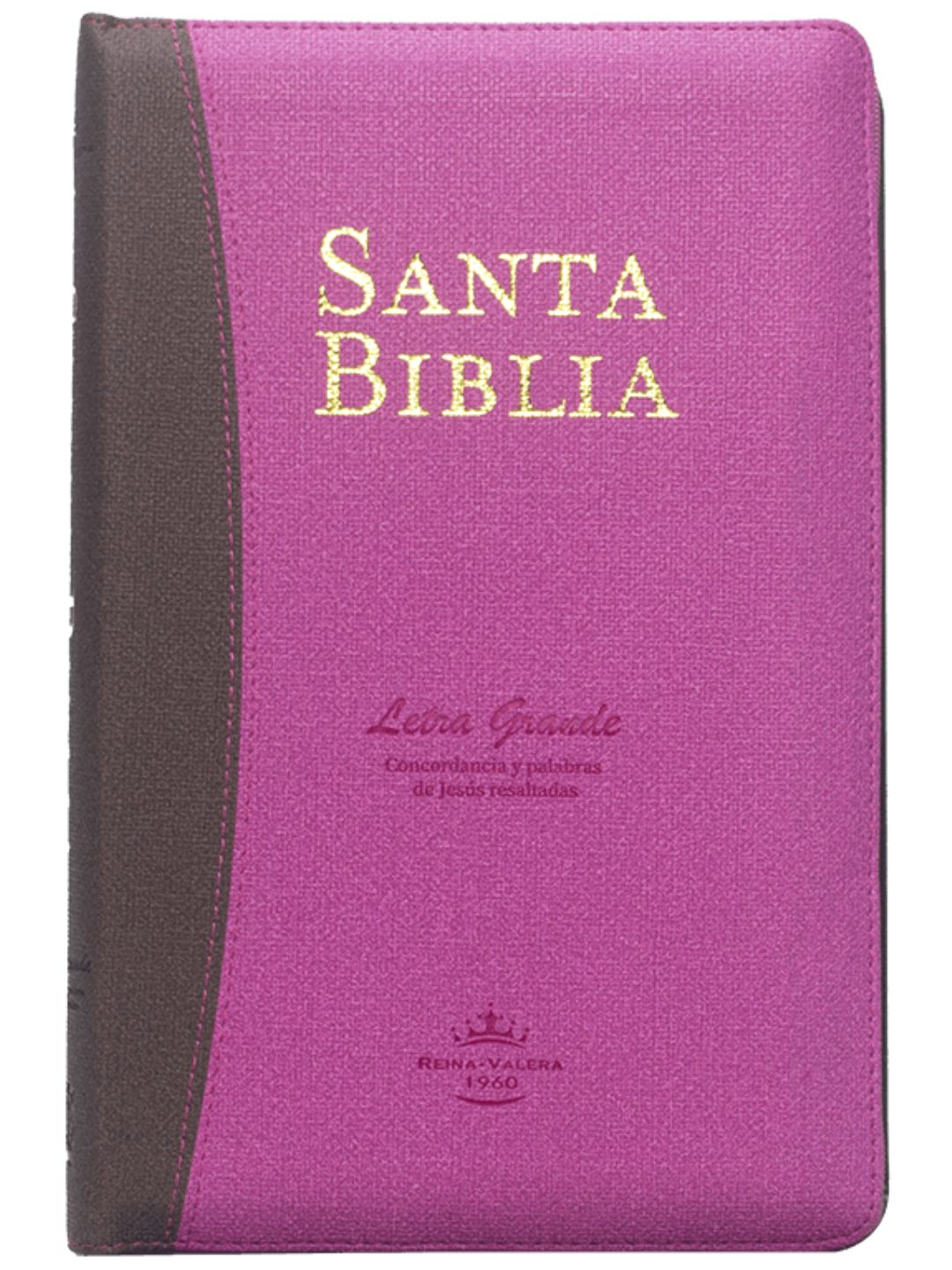 Biblia Letra Grande Marrón/Rosa con Cierre e Índice